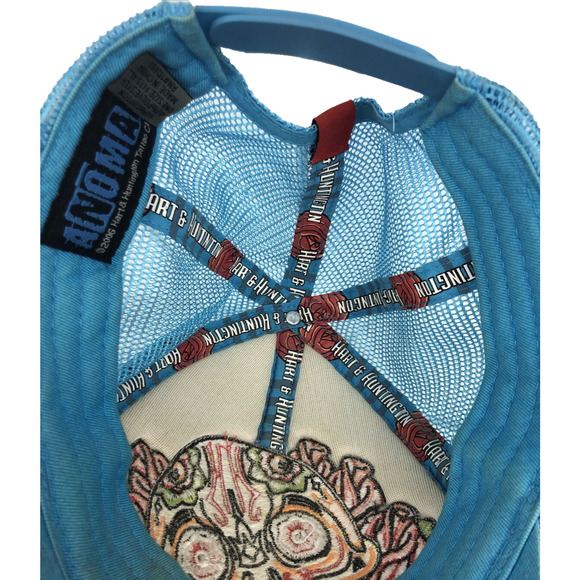 Hart & Huntington Tattoo Truckers Cap Skull Snapback Anoma 2006 Mesh Hat Blue - Picture 7 of 8